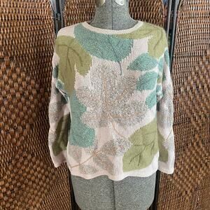 Size L//Vintage 90s Novelty Knit Leaves Sweater
